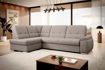 Sajana Bäddsoffa m. Schäslong 3-sits - Grå - Möbler - Soffa - Bäddsoffa - Bäddsoffa längsbäddad