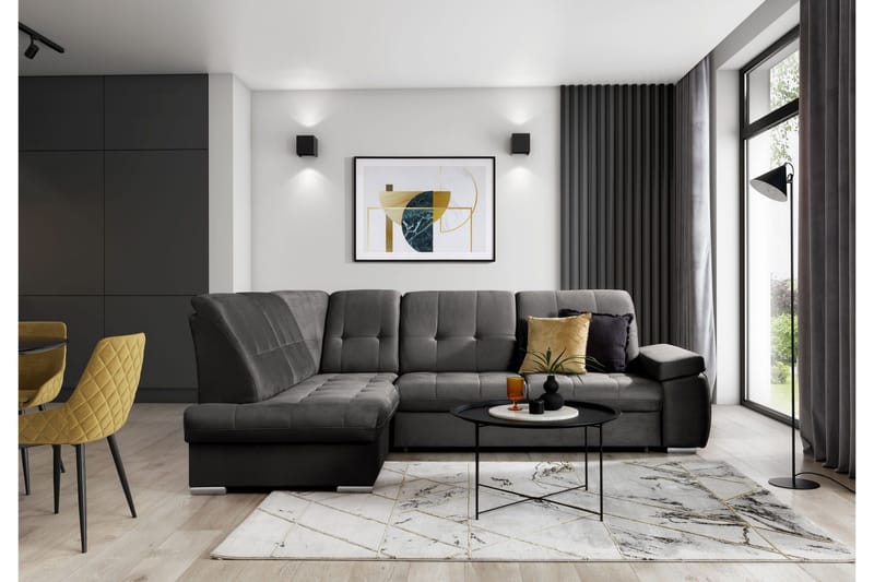 Sajana Bäddsoffa m. Schäslong 3-sits - Grå - Möbler - Soffa - Bäddsoffa - Bäddsoffa längsbäddad