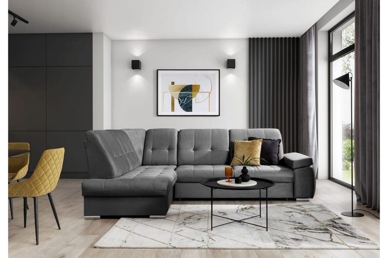 Sajana Bäddsoffa m. Schäslong 3-sits - Grå - Möbler - Soffa - Bäddsoffa - Bäddsoffa längsbäddad