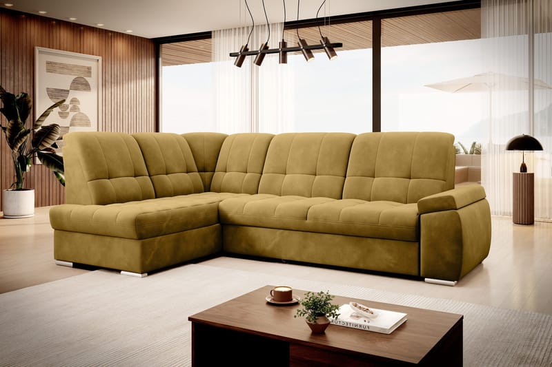 Sajana Bäddsoffa m. Schäslong 3-sits, Gul