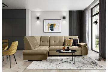 Sajana Bäddsoffa m. Schäslong 3-sits - Ljusbrun - Möbler - Soffa - Bäddsoffa - Bäddsoffa längsbäddad