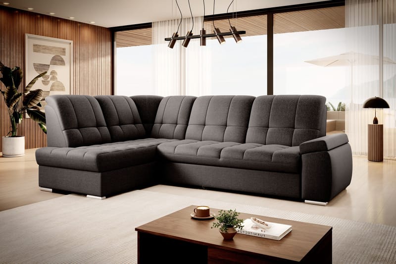 Sajana Bäddsoffa m. Schäslong 3-sits, Mörkbrun