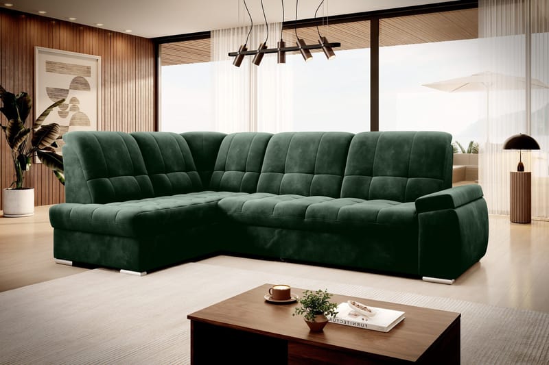 Sajana Bäddsoffa m. Schäslong 3-sits, Mörkgrön