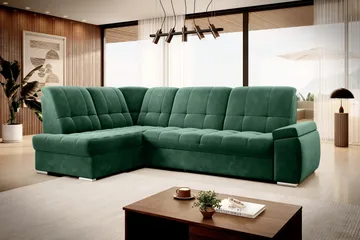 Sajana Bäddsoffa m. Schäslong 3-sits - Mörkgrön - Möbler - Soffa - Bäddsoffa - Bäddsoffa längsbäddad
