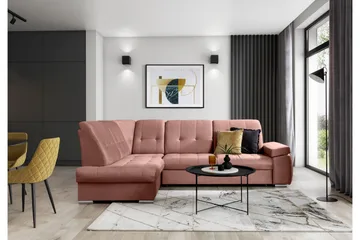 Sajana Bäddsoffa m. Schäslong 3-sits - Rosa - Möbler - Soffa - Bäddsoffa - Bäddsoffa längsbäddad