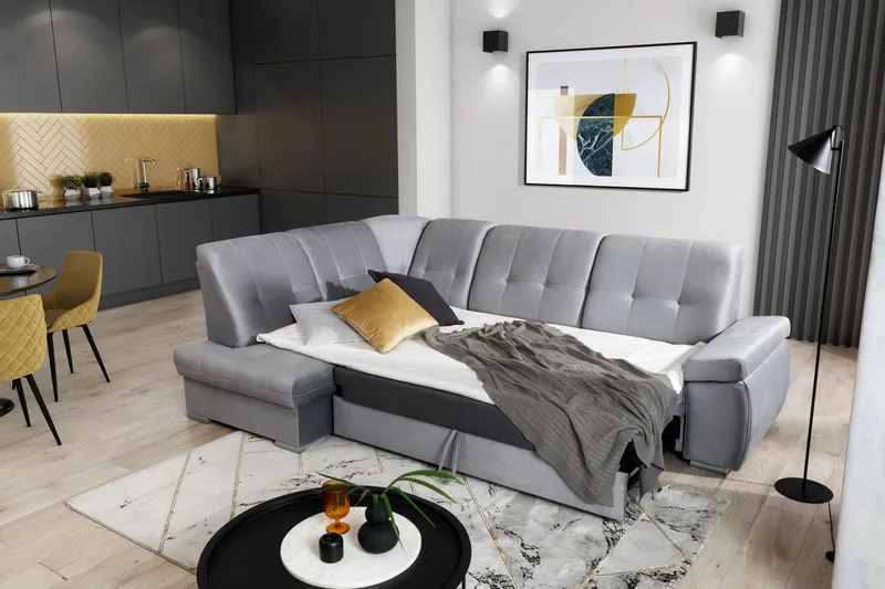 Sajana Bäddsoffa m. Schäslong 3-sits - Svart - Möbler - Soffa - Bäddsoffa - Bäddsoffa längsbäddad