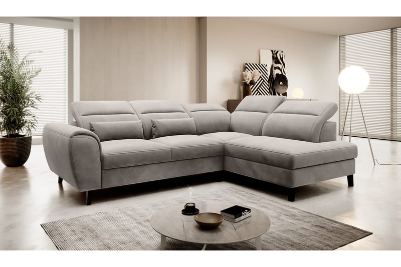 Sajda Bäddsoffa m. Schäslong 3-sits - Grå - Möbler - Soffa - Bäddsoffa - Bäddsoffa längsbäddad