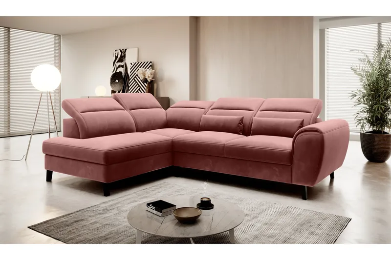Sajda Bäddsoffa m. Schäslong 3-sits - Rosa - Möbler - Soffa - Bäddsoffa - Bäddsoffa längsbäddad