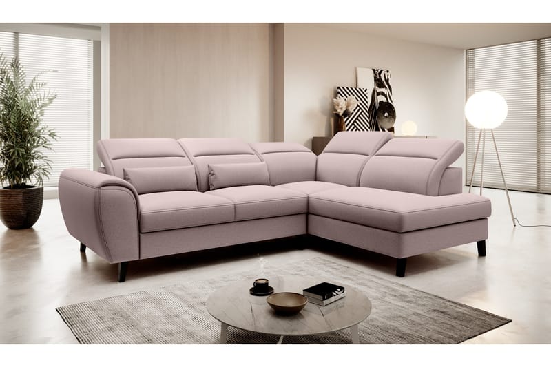 Sajda Bäddsoffa m. Schäslong 3-sits - Rosa - Möbler - Soffa - Bäddsoffa - Bäddsoffa längsbäddad