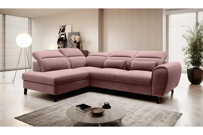Sajda Bäddsoffa m. Schäslong 3-sits - Rosa - Möbler - Soffa - Bäddsoffa - Bäddsoffa längsbäddad