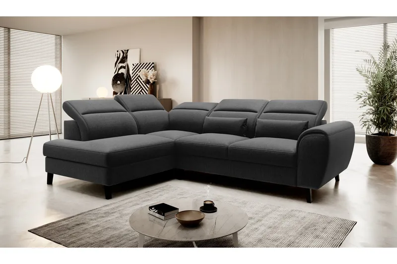 Sajda Bäddsoffa m. Schäslong 3-sits - Svart - Möbler - Soffa - Bäddsoffa - Bäddsoffa längsbäddad
