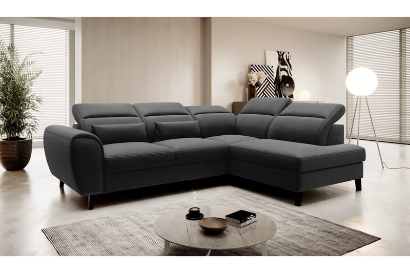 Sajda Bäddsoffa m. Schäslong 3-sits, Svart