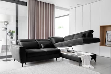 Sajda Bäddsoffa m. Schäslong 3-sits - Svart - Möbler - Soffa - Bäddsoffa - Bäddsoffa längsbäddad