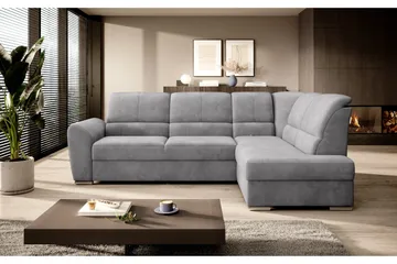 Sajmon Bäddsoffa m. Schäslong 3-sits - Grå - Möbler - Soffa - Bäddsoffa - Bäddsoffa längsbäddad