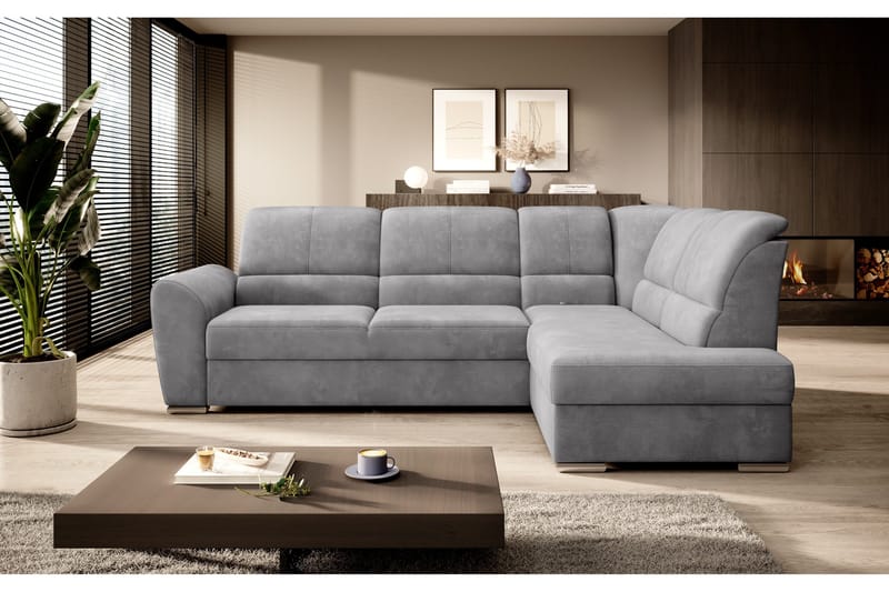 Sajmon Bäddsoffa m. Schäslong 3-sits - Grå - Möbler - Soffa - Bäddsoffa - Bäddsoffa längsbäddad