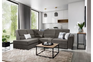 Sajmon Bäddsoffa m. Schäslong 3-sits - Grå - Möbler - Soffa - Bäddsoffa - Bäddsoffa längsbäddad