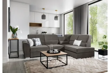 Sajmon Bäddsoffa m. Schäslong 3-sits - Grå - Möbler - Soffa - Bäddsoffa - Bäddsoffa längsbäddad