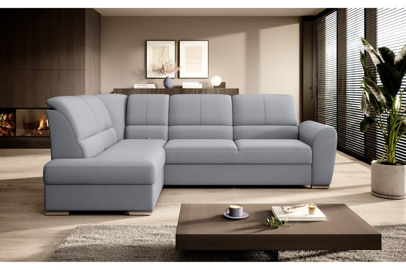Sajmon Bäddsoffa m. Schäslong 3-sits - Grå - Möbler - Soffa - Bäddsoffa - Bäddsoffa längsbäddad