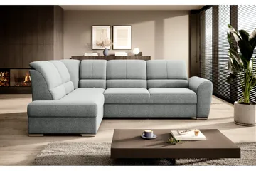 Sajmon Bäddsoffa m. Schäslong 3-sits - Grå - Möbler - Soffa - Bäddsoffa - Bäddsoffa längsbäddad