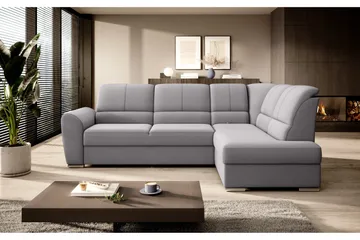 Sajmon Bäddsoffa m. Schäslong 3-sits - Grå - Möbler - Soffa - Bäddsoffa - Bäddsoffa längsbäddad