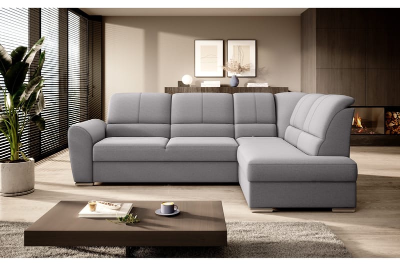 Sajmon Bäddsoffa m. Schäslong 3-sits - Grå - Möbler - Soffa - Bäddsoffa - Bäddsoffa längsbäddad