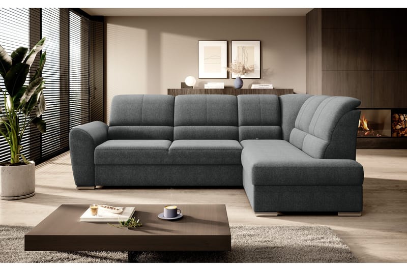 Sajmon Bäddsoffa m. Schäslong 3-sits - Grå - Möbler - Soffa - Bäddsoffa - Bäddsoffa längsbäddad