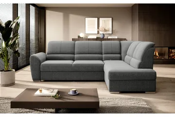 Sajmon Bäddsoffa m. Schäslong 3-sits - Grå - Möbler - Soffa - Bäddsoffa - Bäddsoffa längsbäddad