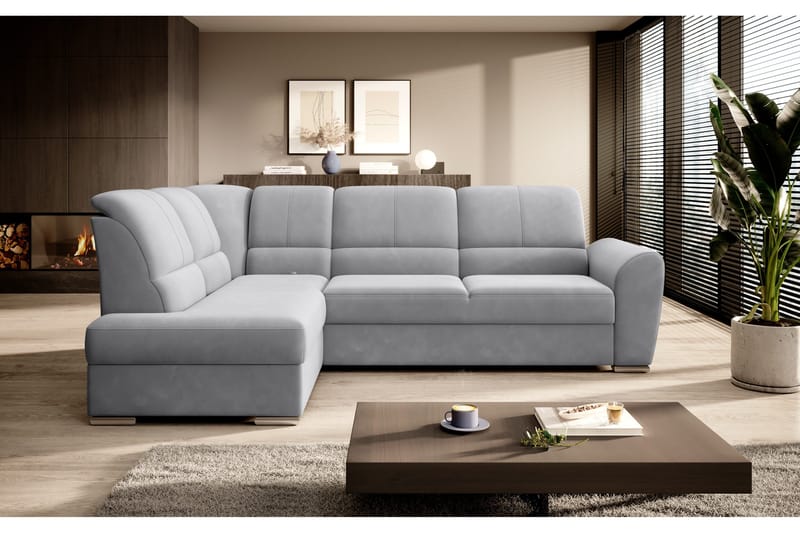 Sajmon Bäddsoffa m. Schäslong 3-sits - Grå - Möbler - Soffa - Bäddsoffa - Bäddsoffa längsbäddad