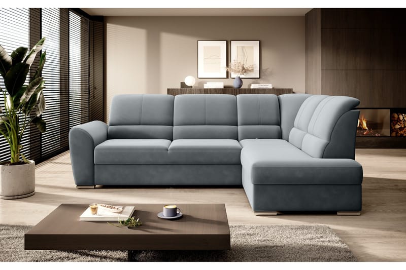 Sajmon Bäddsoffa m. Schäslong 3-sits - Grå - Möbler - Soffa - Bäddsoffa - Bäddsoffa längsbäddad