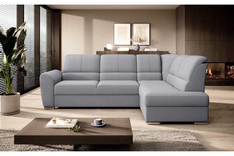 Sajmon Bäddsoffa m. Schäslong 3-sits - Grå - Möbler - Soffa - Bäddsoffa - Bäddsoffa längsbäddad