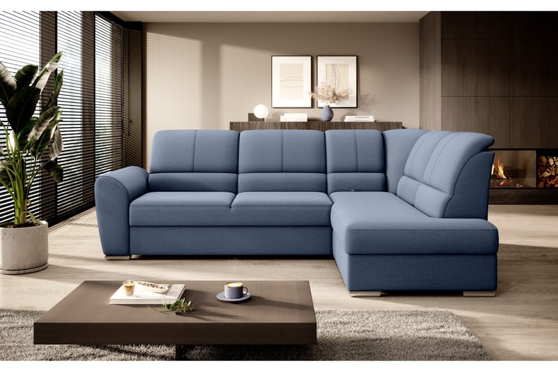 Sajmon Bäddsoffa m. Schäslong 3-sits - Mörkblå - Möbler - Soffa - Bäddsoffa - Bäddsoffa längsbäddad