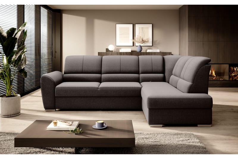 Sajmon Bäddsoffa m. Schäslong 3-sits - Mörkbrun - Möbler - Soffa - Bäddsoffa - Bäddsoffa längsbäddad