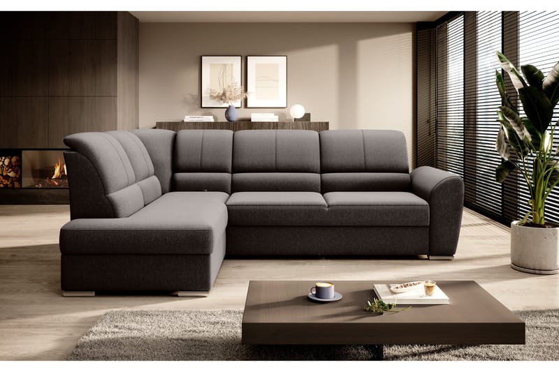 Sajmon Bäddsoffa m. Schäslong 3-sits - Mörkbrun - Möbler - Soffa - Bäddsoffa - Bäddsoffa längsbäddad