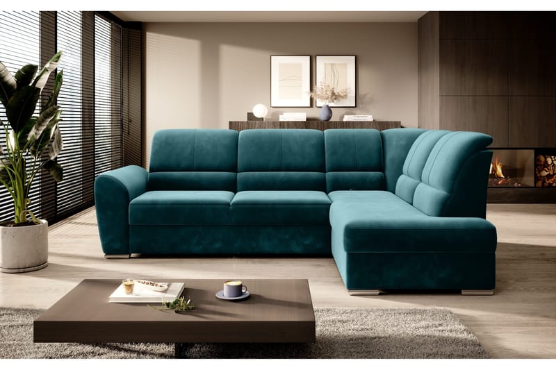 Sajmon Bäddsoffa m. Schäslong 3-sits - Mörkgrön - Möbler - Soffa - Bäddsoffa - Bäddsoffa längsbäddad