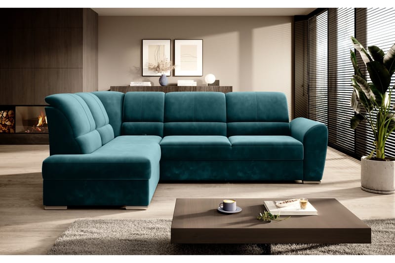 Sajmon Bäddsoffa m. Schäslong 3-sits - Mörkgrön - Möbler - Soffa - Bäddsoffa - Bäddsoffa längsbäddad