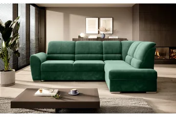 Sajmon Bäddsoffa m. Schäslong 3-sits - Mörkgrön - Möbler - Soffa - Bäddsoffa - Bäddsoffa längsbäddad
