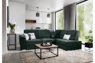 Sajmon Bäddsoffa m. Schäslong 3-sits - Mörkgrön - Möbler - Soffa - Bäddsoffa - Bäddsoffa längsbäddad