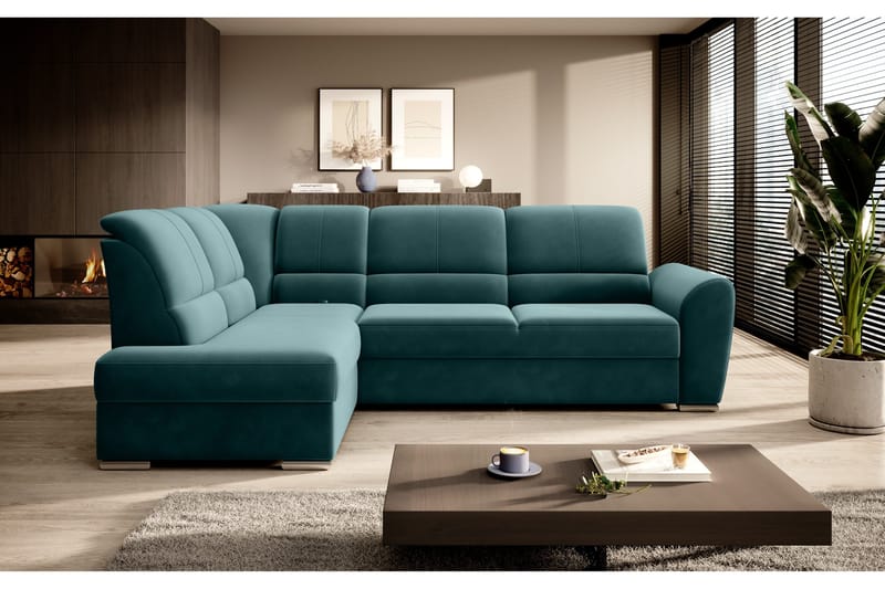 Sajmon Bäddsoffa m. Schäslong 3-sits - Mörkgrön - Möbler - Soffa - Bäddsoffa - Bäddsoffa längsbäddad