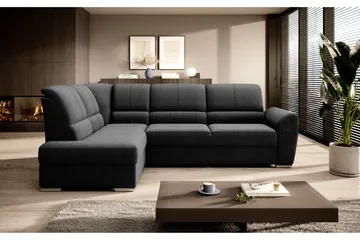 Sajmon Bäddsoffa m. Schäslong 3-sits - Svart - Möbler - Soffa - Bäddsoffa - Bäddsoffa längsbäddad