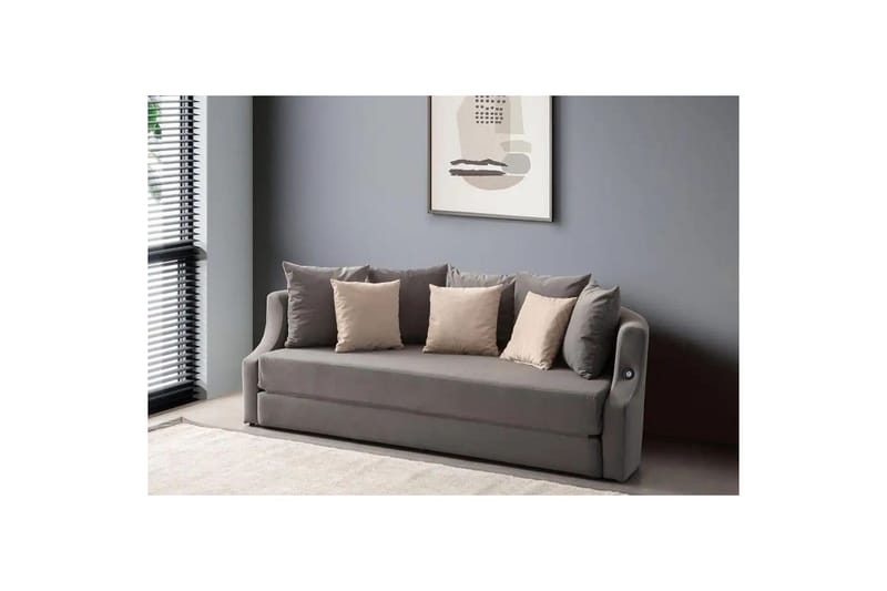 Salrican Bäddsoffa 3-sits - Grå - Möbler - Soffa - Bäddsoffa - 3 sits bäddsoffa