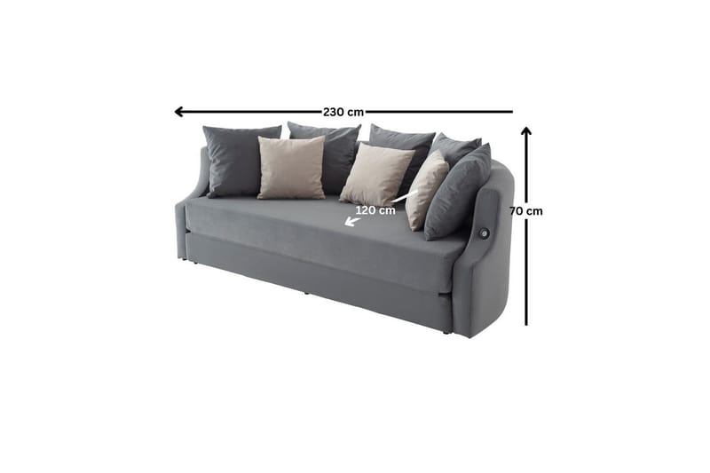 Salrican Bäddsoffa 3-sits - Grå - Möbler - Soffa - Bäddsoffa - 3 sits bäddsoffa