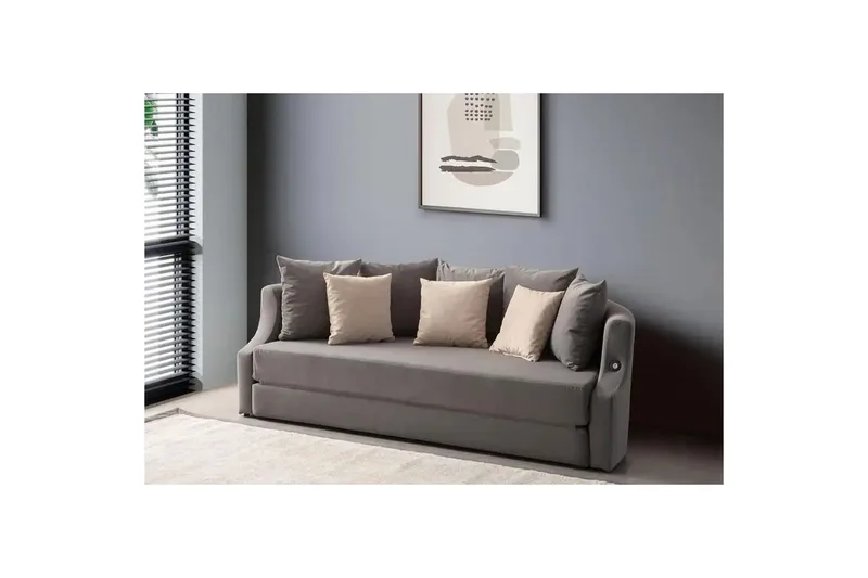 Salrican Bäddsoffa 3-sits - Grå - Möbler - Soffa - Bäddsoffa - 3 sits bäddsoffa