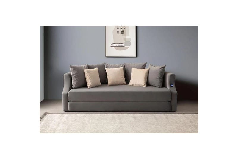 Salrican Bäddsoffa 3-sits - Grå - Möbler - Soffa - Bäddsoffa - 3 sits bäddsoffa