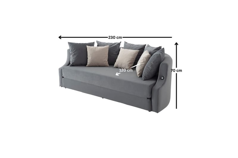 Salrican Bäddsoffa 3-sits - Grå - Möbler - Soffa - Bäddsoffa - 3 sits bäddsoffa