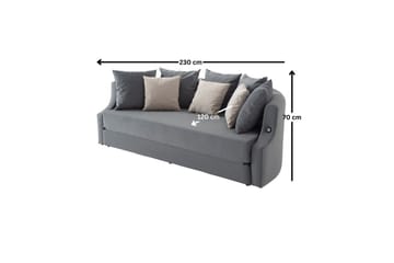 Salrican Bäddsoffa 3-sits - Grå - Möbler - Soffa - Bäddsoffa - 3 sits bäddsoffa