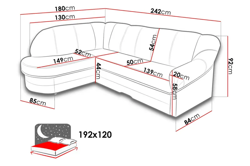Sandra Hörnbäddsoffa - Svart - Möbler - Soffa - Bäddsoffa - Bäddsoffa längsbäddad