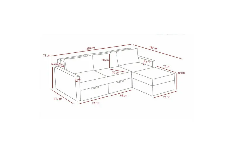 Savra Bäddsoffa med Divan 3-sits - Brun - Möbler - Soffa - Bäddsoffa - Hörnbäddsoffa