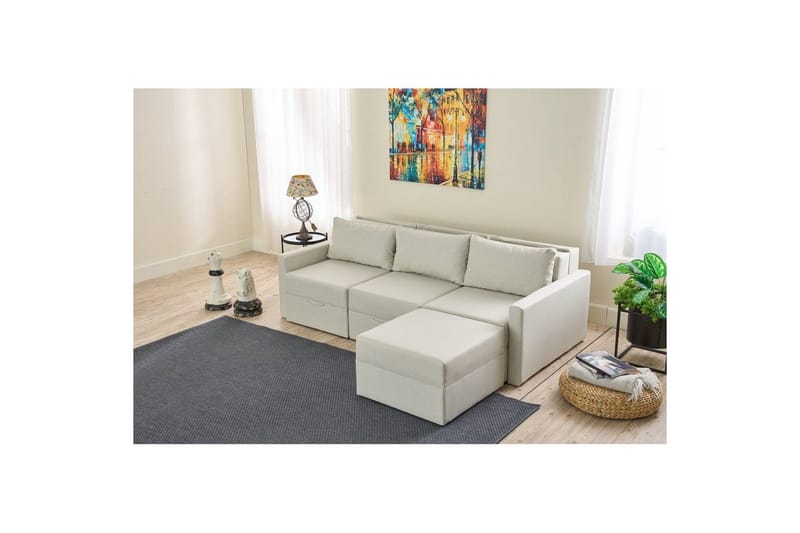 Savra Bäddsoffa med Divan 3-sits - Cream - Möbler - Soffa - Bäddsoffa - Hörnbäddsoffa