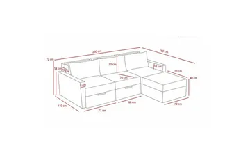 Savra Bäddsoffa med Divan 3-sits - Grå - Möbler - Soffa - Bäddsoffa - Hörnbäddsoffa