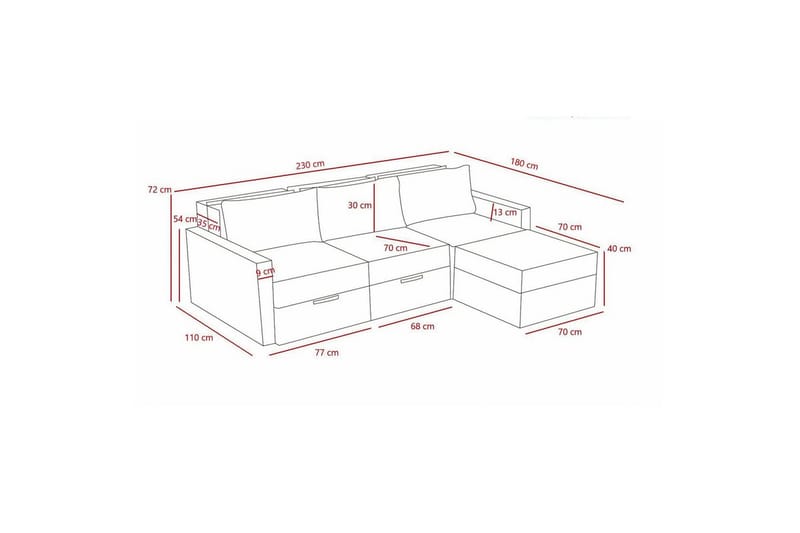 Savra Bäddsoffa med Divan 3-sits - Grå - Möbler - Soffa - Bäddsoffa - Hörnbäddsoffa